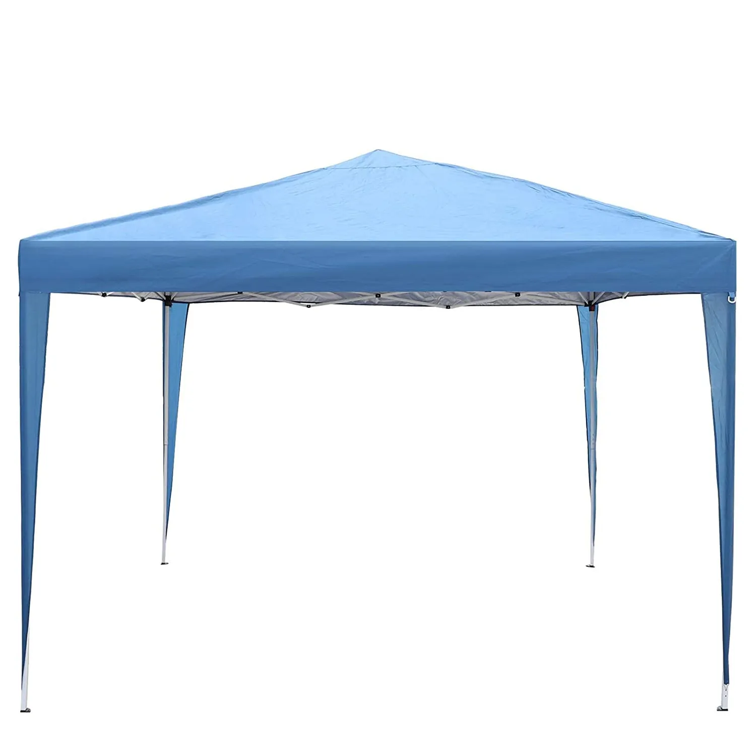 10 ft. Foldable Pop Up Canopy Tent with Mesh Sidewall Height Adjustable Outdoor Gazebos with Carrying Bag, Blue