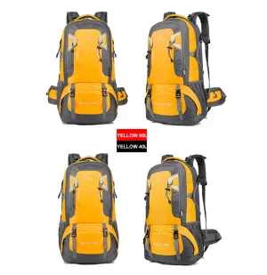 40L Waterproof Hiking Backpack with Padded Straps, Yellow