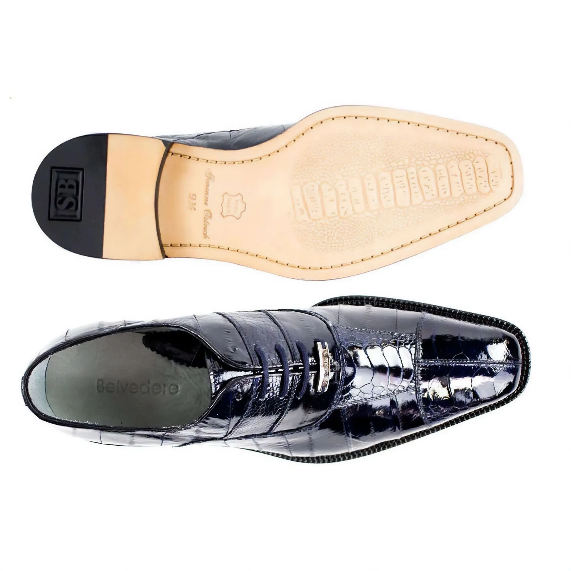 Belvedere Mare in Navy Genuine Ostrich & Eel Oxfords