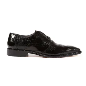 Belvedere Nino in Black Eel & Ostrich Oxfords