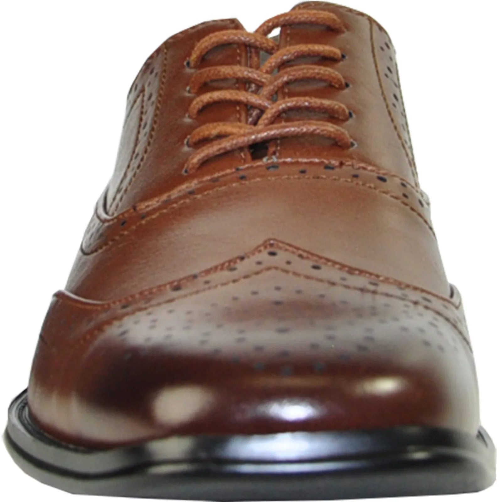 BRAVO Men Dress Shoe MILANO-1 Wingtip Oxford Shoe Brown