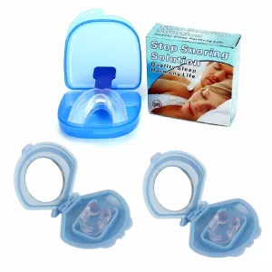 Comfortable Anti-Snoring Mouthpiece & Nose Clip Set (2x)