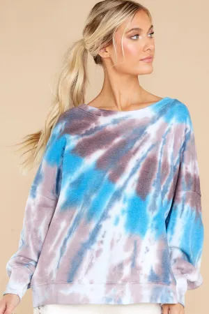 Comfortable Hour Blue And Grey Tie Dye Sweatshirt