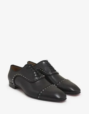 Eton Flat Black Leather Oxford Shoes -