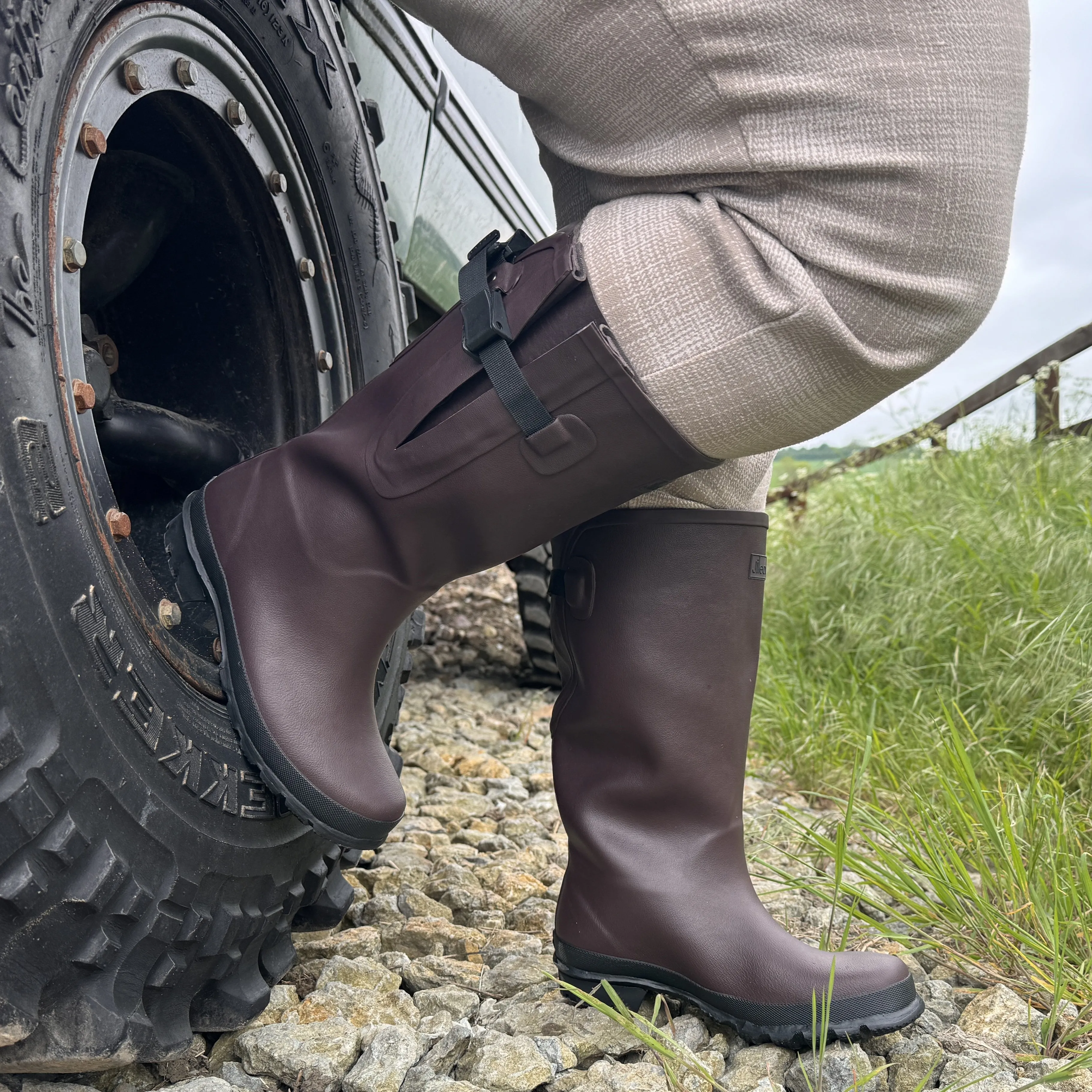 Extra Wide Calf Brown Rain Boots - Fit 16 to 20 inch Calf - Wide in Foot and Ankle