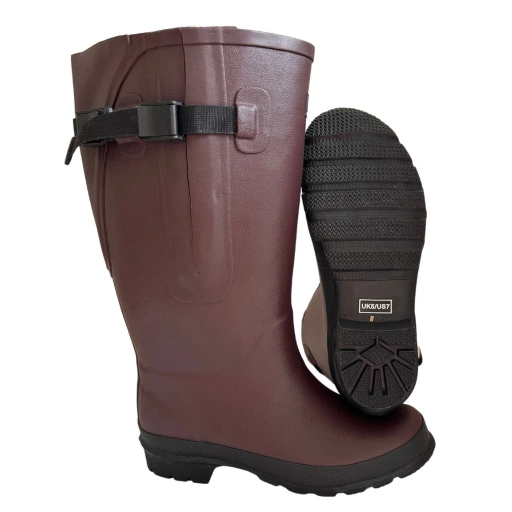 Extra Wide Calf Brown Rain Boots - Fit 16 to 20 inch Calf - Wide in Foot and Ankle