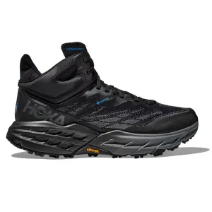 Mens Hoka Speedgoat 5 Mid GTX Trail Shoes – Black/Black, Enhanced Grip & Weather Protection