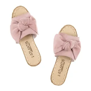 Powder Pink Bows Leather Sandals