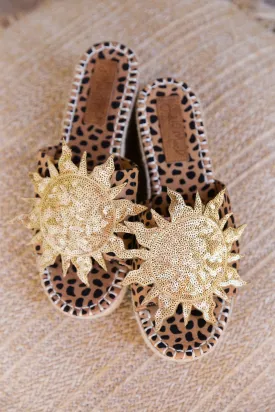 SEQUIN SUN LEOPARD WEDGES