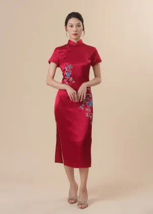 Short Sleeves Satin Qipao