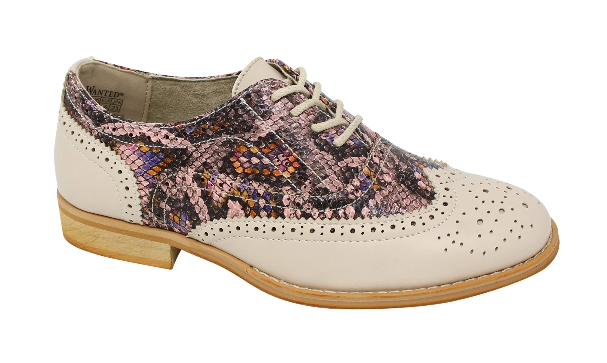 Wanted Shoes Women's Babe Snakeskine Oxford