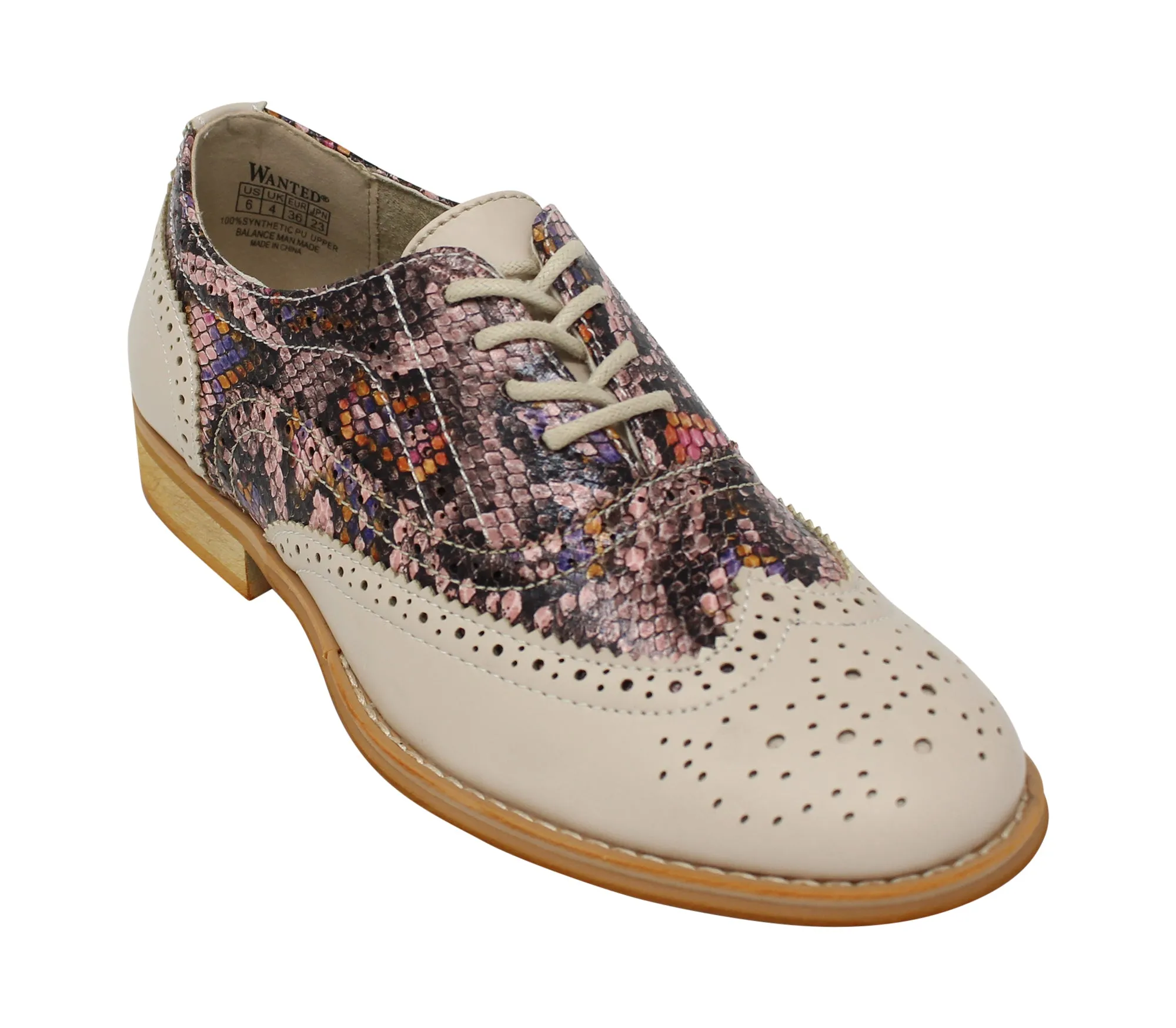 Wanted Shoes Women's Babe Snakeskine Oxford