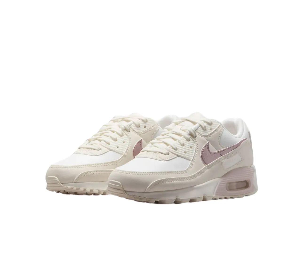 Womens Nike Air Max 90 Sail/ Pink Oxford Athletic Shoes